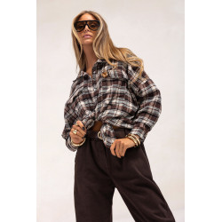 OVERSIZOWA KOSZULA W KRATĘ Z MISIEM