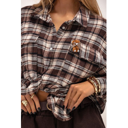 OVERSIZOWA KOSZULA W KRATĘ Z MISIEM