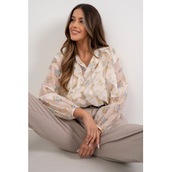 Lekka bluzka w kwiaty z falbanami