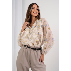 Lekka bluzka w kwiaty z falbanami