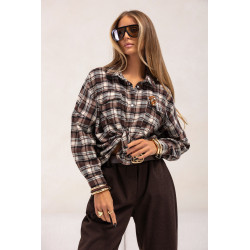 OVERSIZOWA KOSZULA W KRATĘ Z MISIEM