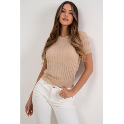 Prążkowany sweter ze złotą nicią lurex