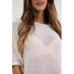 Ażurowy sweter oversize z subtelnym połyskiem
