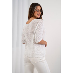 Ażurowy sweter oversize z subtelnym połyskiem