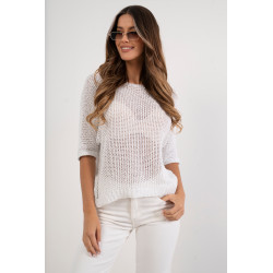 Ażurowy sweter oversize z subtelnym połyskiem