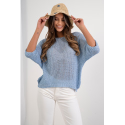 Ażurowy sweter oversize z subtelnym połyskiem