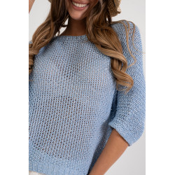 Ażurowy sweter oversize z subtelnym połyskiem
