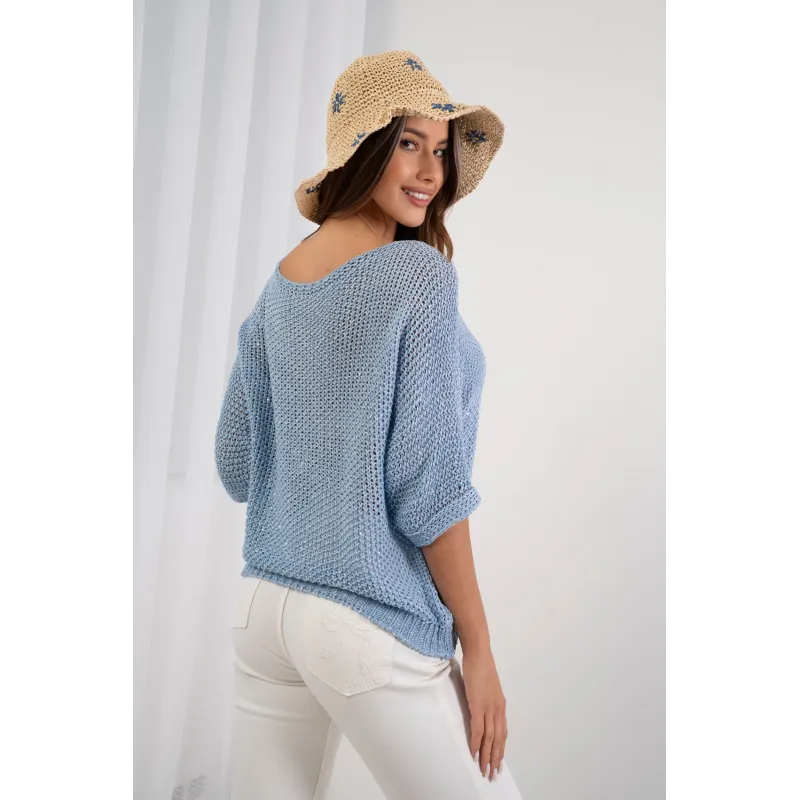 Ażurowy sweter oversize z subtelnym połyskiem