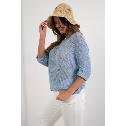 Ażurowy sweter oversize z subtelnym połyskiem