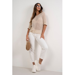 Ażurowy sweter oversize z subtelnym połyskiem