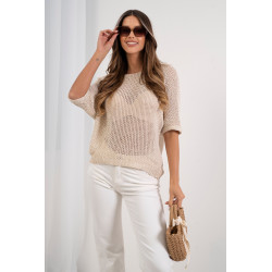 Ażurowy sweter oversize z subtelnym połyskiem