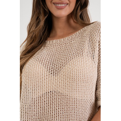 Ażurowy sweter oversize z subtelnym połyskiem