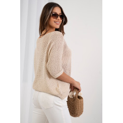 Ażurowy sweter oversize z subtelnym połyskiem