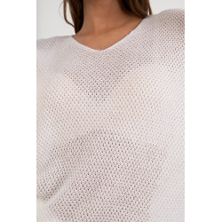 Ażurowy sweter oversize z rękawem 3/4