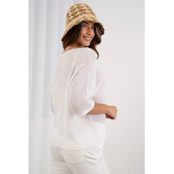 Ażurowy sweter oversize z rękawem 3/4