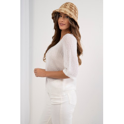 Ażurowy sweter oversize z rękawem 3/4