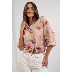 Letnia koszula w kwiaty z krótkim rękawem