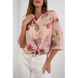 Letnia koszula w kwiaty z krótkim rękawem