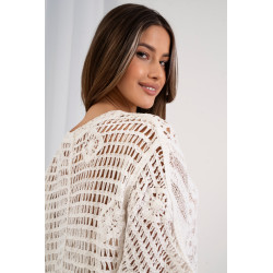 Krótki kardigan boho z kwiatowym haftem