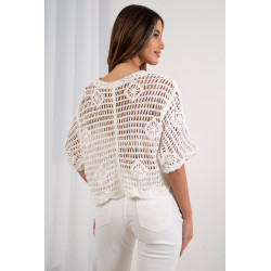 Krótki kardigan boho z kwiatowym haftem