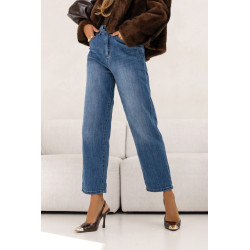 JEANSY Z PROSTĄ NOGAWKĄ I WYSOKIM STANEM