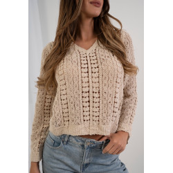 Ażurowy sweter boho o ozdobnym splocie