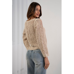 Ażurowy sweter boho o ozdobnym splocie