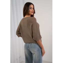 Ażurowy sweter oversize z rękawem 3/4