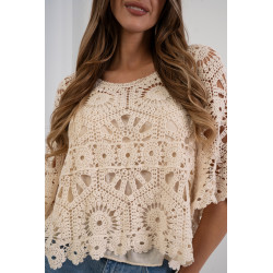 Ażurowa bluzka boho z szerokimi rękawami