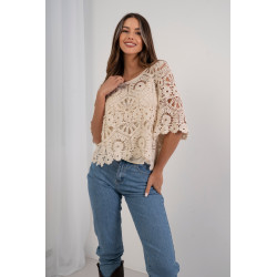 Ażurowa bluzka boho z szerokimi rękawami