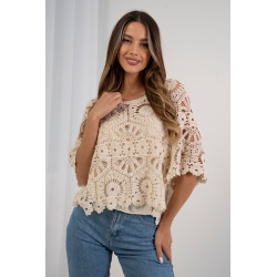 Ażurowa bluzka boho z szerokimi rękawami