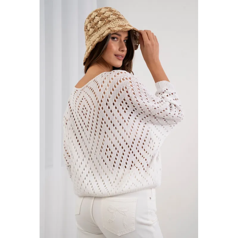 Ażurowy sweter o luźnym kroju