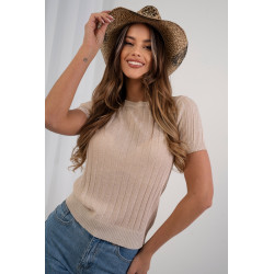 Prążkowany sweter ze złotą nicią lurex