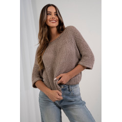 Ażurowy sweter oversize z subtelnym połyskiem