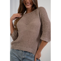 Ażurowy sweter oversize z subtelnym połyskiem