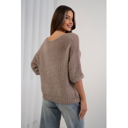Ażurowy sweter oversize z subtelnym połyskiem
