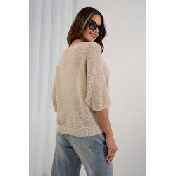 Ażurowy sweter oversize z rękawem 3/4