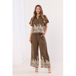 Koszula z ażurowym wzorem i bufiastymi rękawami