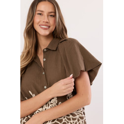 Koszula z ażurowym wzorem i bufiastymi rękawami