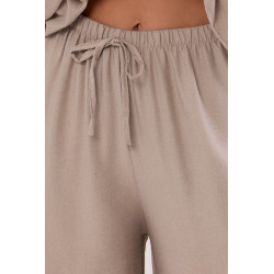 Komplet z koszulą z wiązaniem w talii i szerokimi spodniami