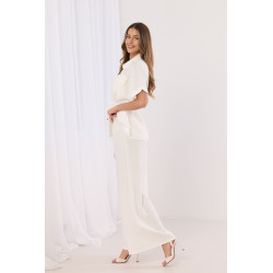 Komplet z koszulą z wiązaniem w talii i szerokimi spodniami
