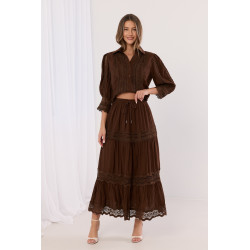 Komplet boho z haftem i koronkowymi wstawkami