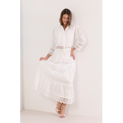 Komplet boho z haftem i koronkowymi wstawkami