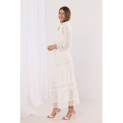 Spódnica boho z haftem i koronkowymi wstawkami