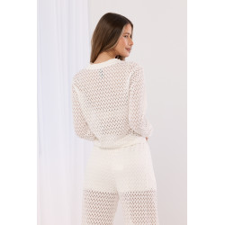 Ażurowy komplet z bluzą na suwak i spodniami