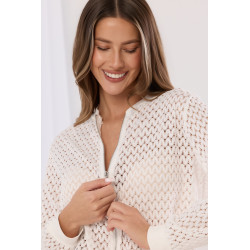 Ażurowy komplet z bluzą na suwak i spodniami