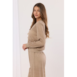 Ażurowy komplet z bluzą na suwak i spodniami