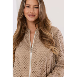 Ażurowy komplet z bluzą na suwak i spodniami