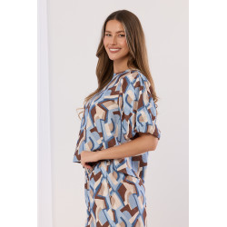 Bluzka w geometryczny wzór z bufiastymi rękawami