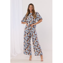 Bluzka w geometryczny wzór z bufiastymi rękawami